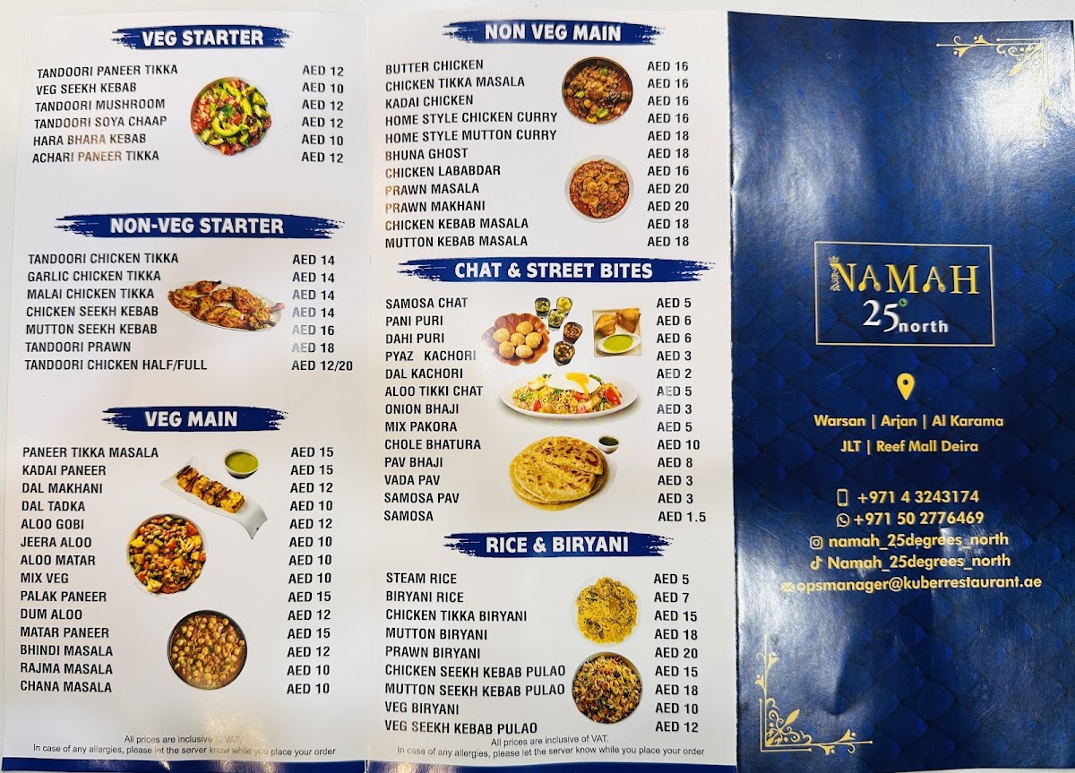 Menu Namah 25 Degrees North Restaurant - Al Karama-1
